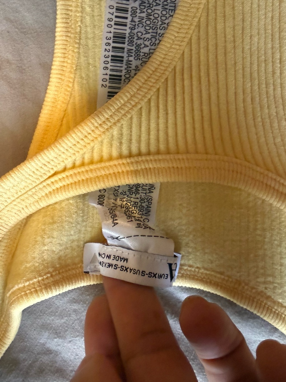 Zara Light Yellow Ribbed Racerback Tank Top - Picture 3 of 4